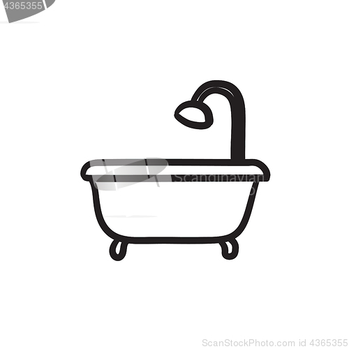 Image of Bathtub with shower sketch icon.