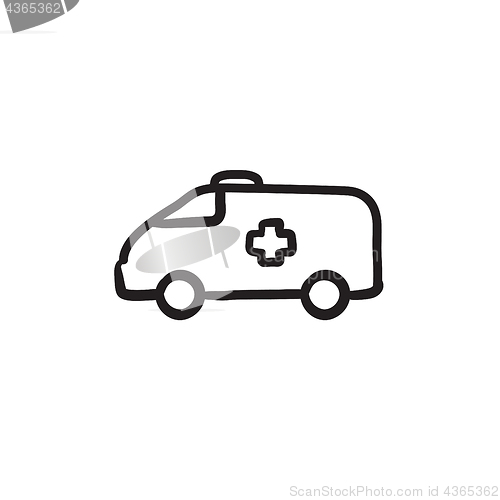 Image of Ambulance car sketch icon.