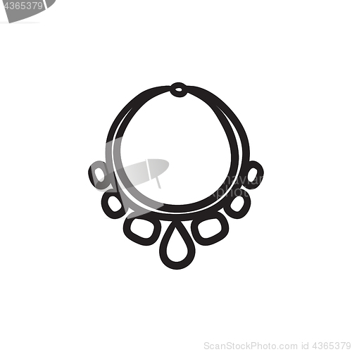 Image of Necklace with gems sketch icon.