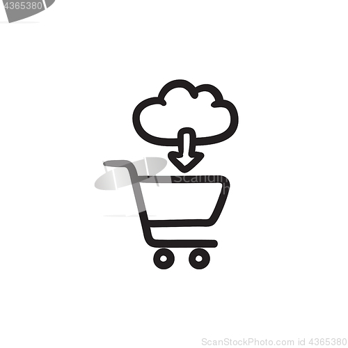 Image of Online shopping sketch icon.