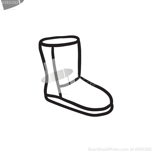 Image of Fuzzy winter boot sketch icon.