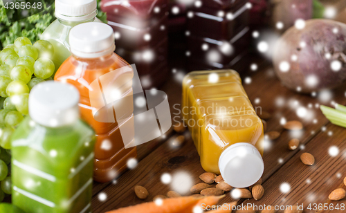 Image of bottles with different fruit or vegetable juices