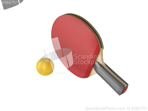 Image of Ping pong racket and ball