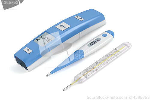 Image of Medical thermometers on white