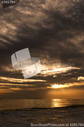 Image of Dramatic sunset over sea