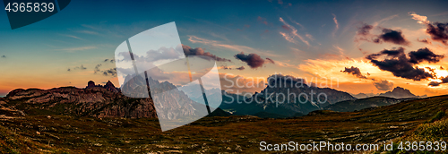 Image of Panorama National Nature Park Tre Cime In the Dolomites Alps. Be