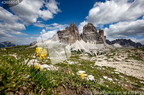 Image of Panorama National Nature Park Tre Cime In the Dolomites Alps. Be