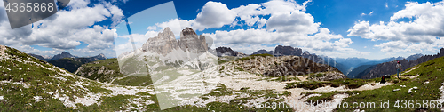 Image of Panorama National Nature Park Tre Cime In the Dolomites Alps. Be