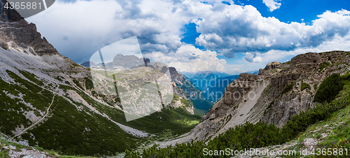 Image of Panorama National Nature Park Tre Cime In the Dolomites Alps. Be