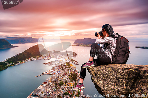 Image of Nature photographer - Aksla at the city of Alesund , Norway.