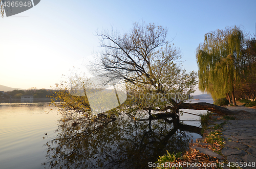 Image of Sunset at the West Lake in Hangzhou,China