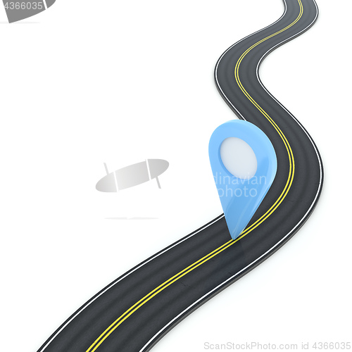 Image of a winding road with point of interest