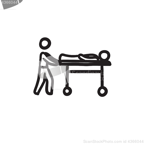 Image of Man pushing stretchers sketch icon.