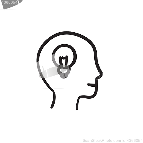 Image of Human head with idea sketch icon.