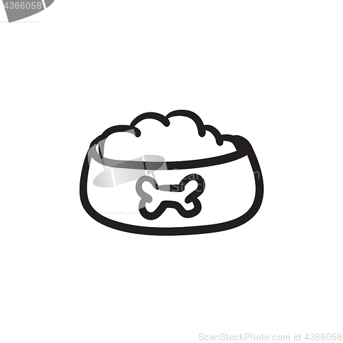 Image of Dog bowl with food sketch icon.