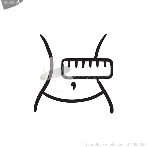 Image of Waist with measuring tape sketch icon.