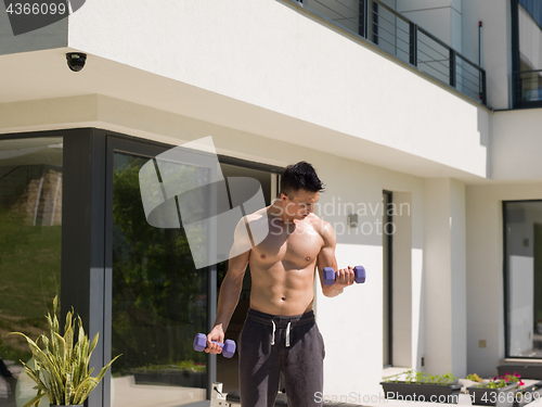 Image of man doing morning exercises