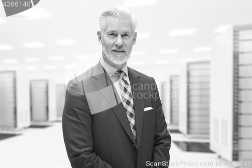 Image of Senior businessman in server room