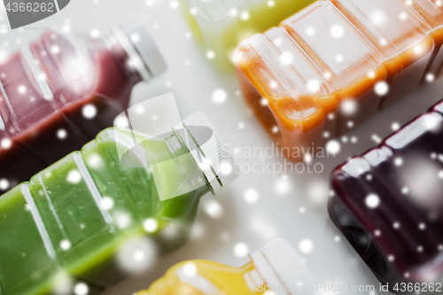 Image of bottles with different fruit or vegetable juices