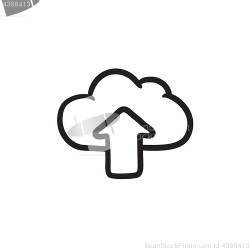 Image of Cloud with arrow up sketch icon.