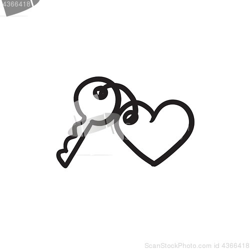 Image of Trinket for keys as heart sketch icon.