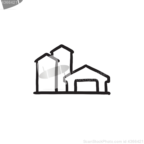 Image of Farm buildings sketch icon.