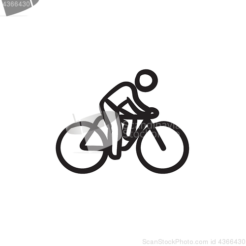 Image of Man riding  bike sketch icon.