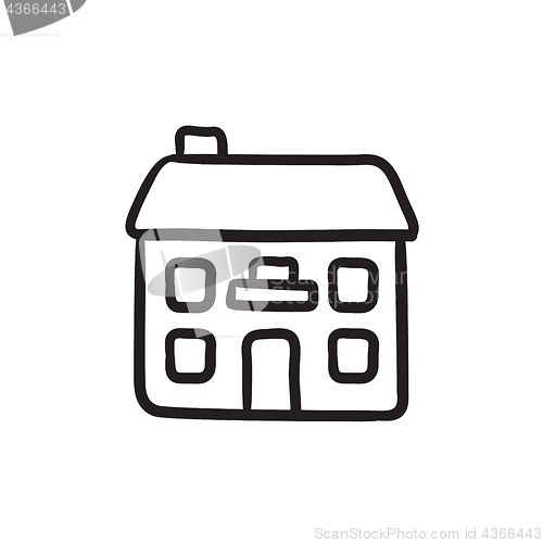 Image of Two storey detached house sketch icon.