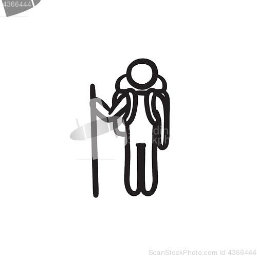 Image of Tourist backpacker sketch icon.