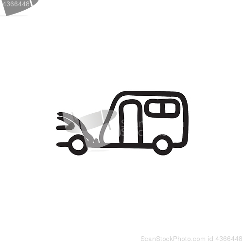 Image of Car with caravan sketch icon.