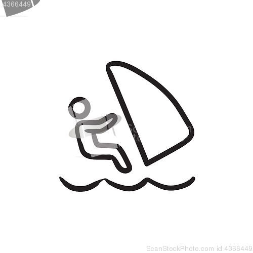 Image of Wind surfing sketch icon.