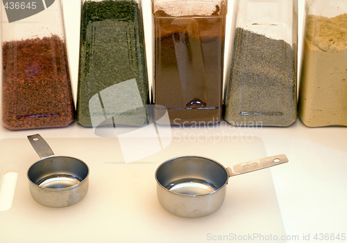 Image of Spices and Cutting Board