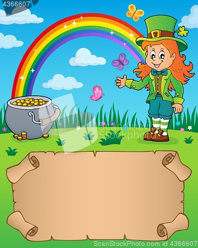 Image of Small parchment with leprechaun girl