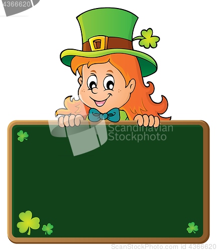 Image of Leprechaun girl holding greenboard 1