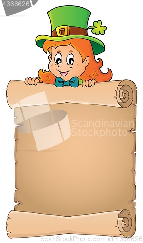 Image of Leprechaun girl holding parchment 2