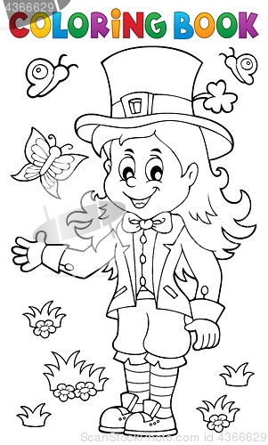 Image of Coloring book leprechaun girl theme 1