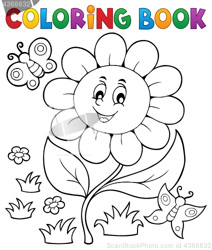 Image of Coloring book flower topic 6