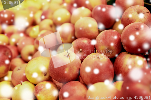 Image of ripe apples at grocery store or market