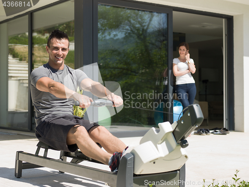 Image of man doing morning exercises