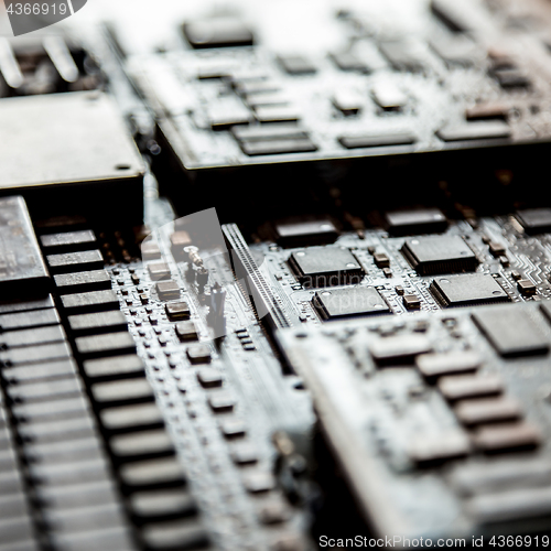 Image of Close up of electronic circuit board.