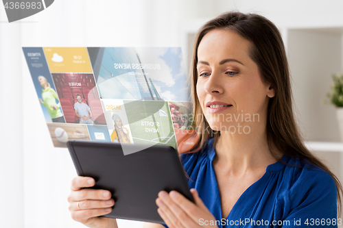 Image of woman with tablet pc working at home or office