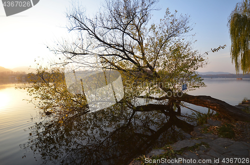 Image of Sunset around the West Lake in Hangzhou