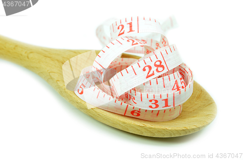 Image of White measurement tape with wooden spoon