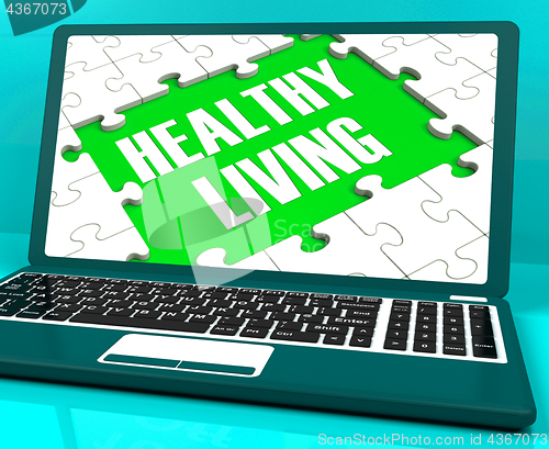 Image of Healthy Living On Laptop Shows Wellbeing