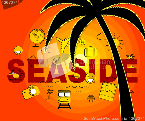 Image of Seaside Icons Represents Beach Holidays And Vacationing