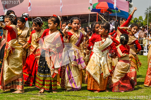 Image of Girls in sari in Assam