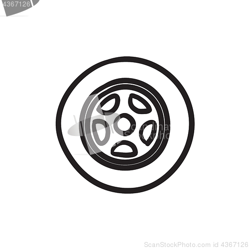 Image of Car wheel sketch icon.
