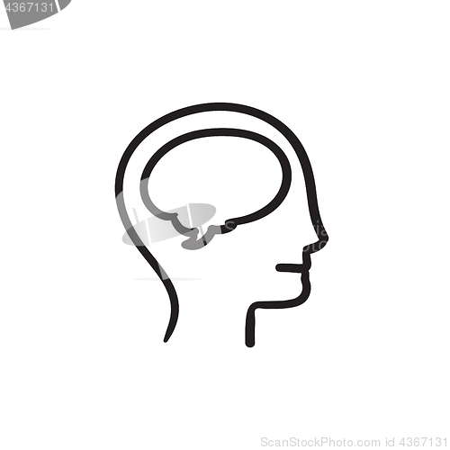 Image of Human head with brain sketch icon.