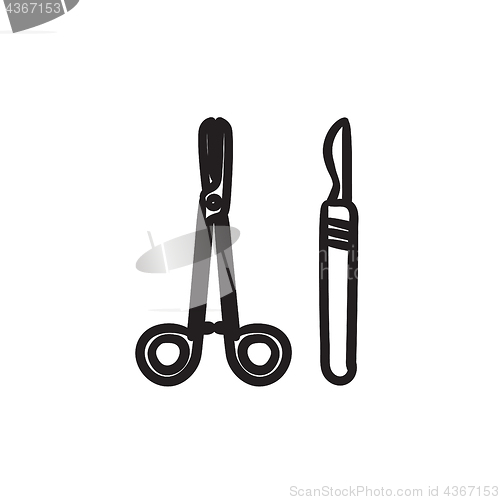 Image of Surgical instruments sketch icon.