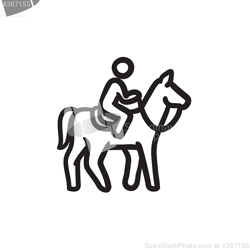 Image of Horse riding sketch icon.